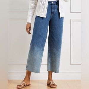 Talbots Wide Leg Crop Jeans Ombre Hoffman Wash Size 4P